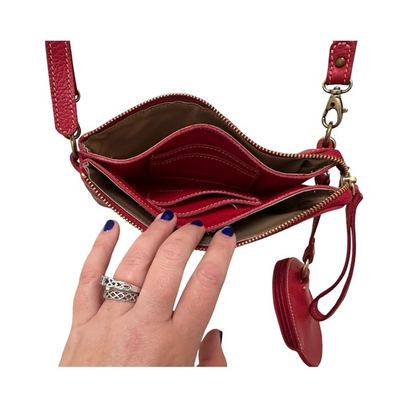 🇨🇦 ROOTS Twinsie Bag 2.0 Cloud Leather Crossbody bag and matching coin pouch - Picture 5 of 14